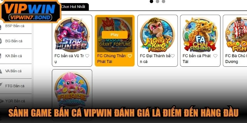 Sảnh game bắn cá VIPWIN được đánh giá là một trong những điểm đến hàng đầu