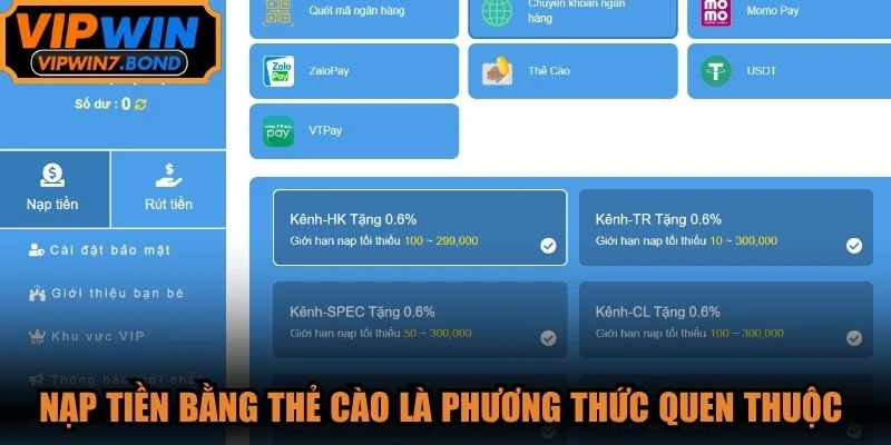 Nạp tiền bằng thẻ cào là phương thức quen thuộc đối với nhiều người chơi